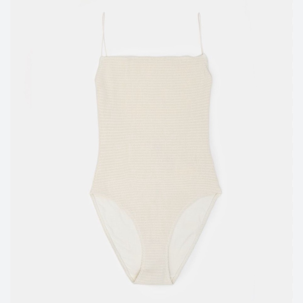 NWT Toteme Ecru Smocked One-Piece Swimsuit size XS